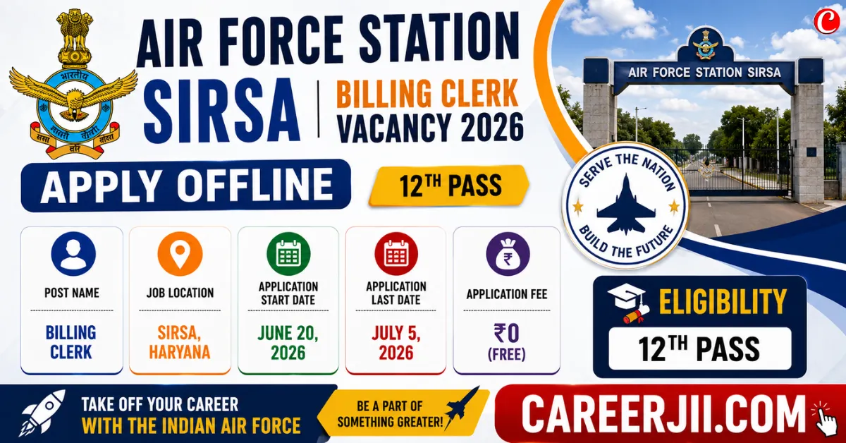 Air Force Station Sirsa Billing Clerk Vacancy 2026