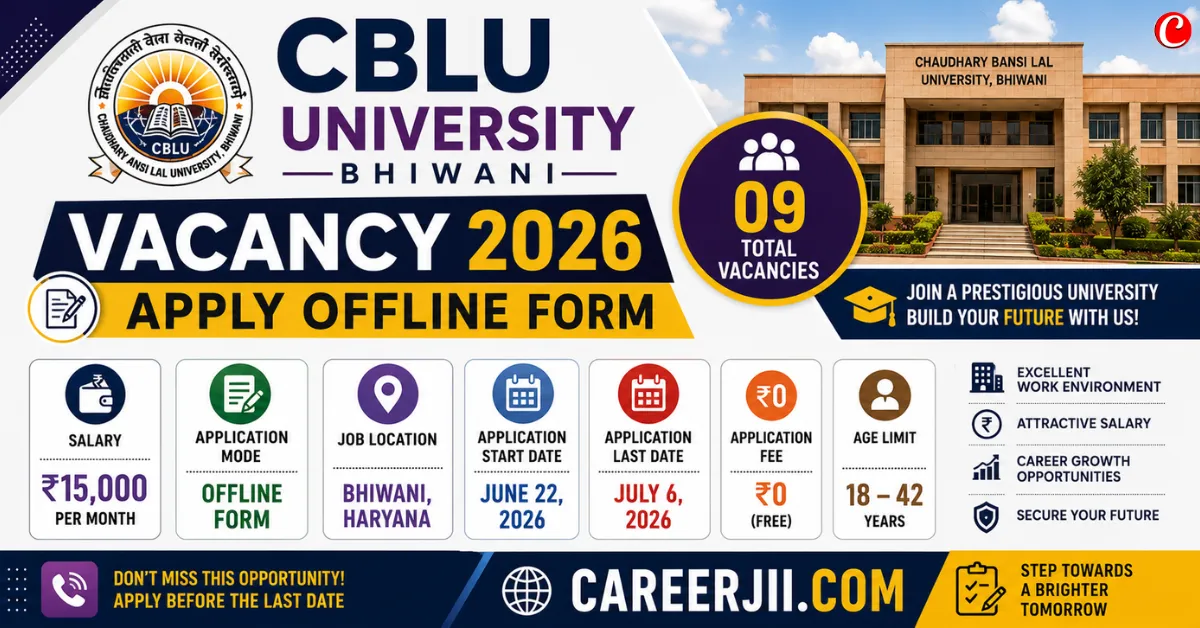 CBLU University Bhiwani Vacancy 2026