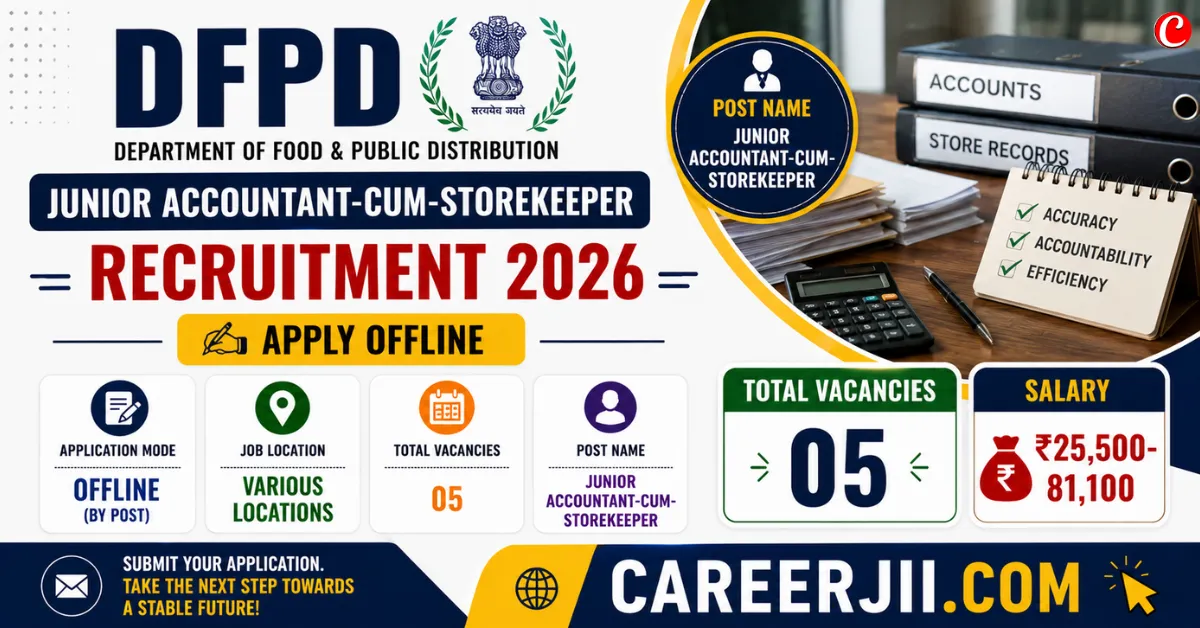 DFPD Junior Accountant-cum-Storekeeper Recruitment 2026