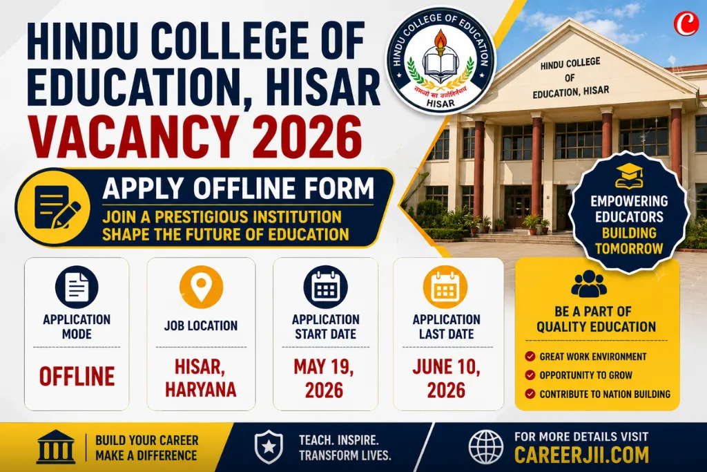 Hindu College of Education Hisar Vacancy 2026