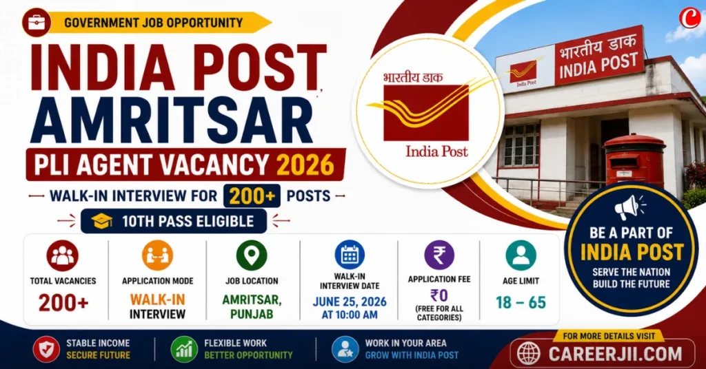 India Post Amritsar PLI Agent Vacancy 2026