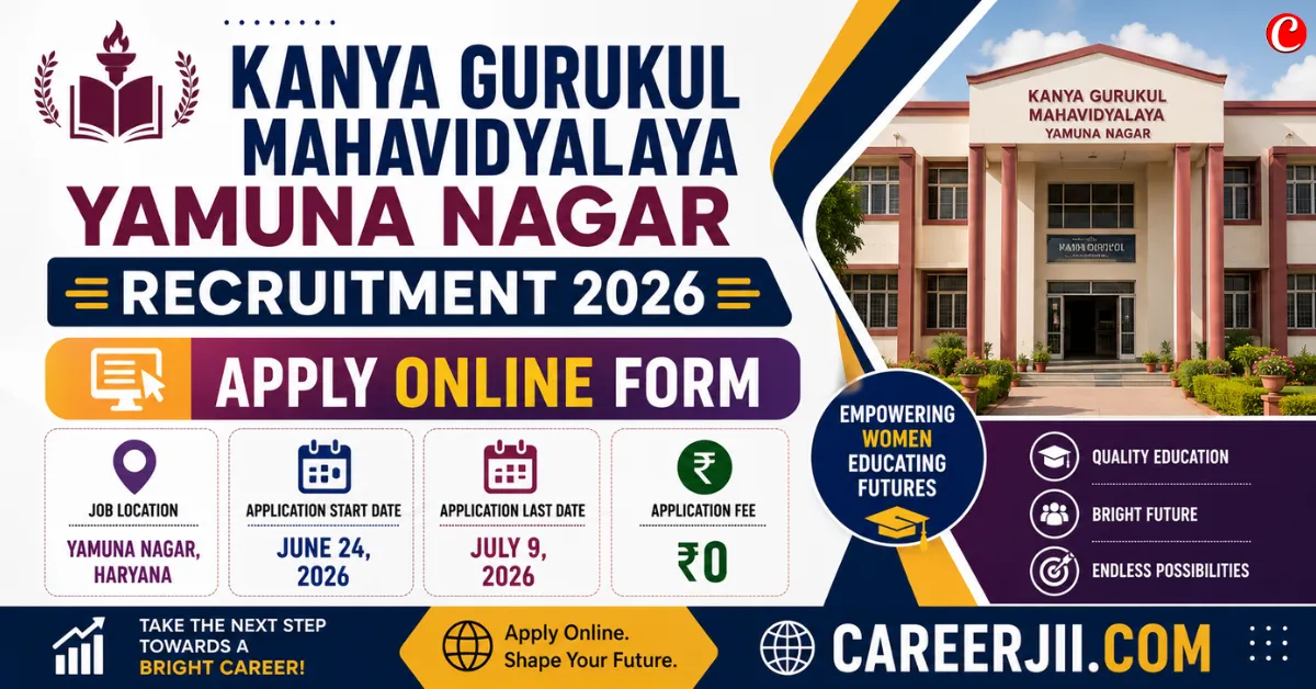 Kanya Gurukul Mahavidyalaya Yamuna Nagar Recruitment 2026