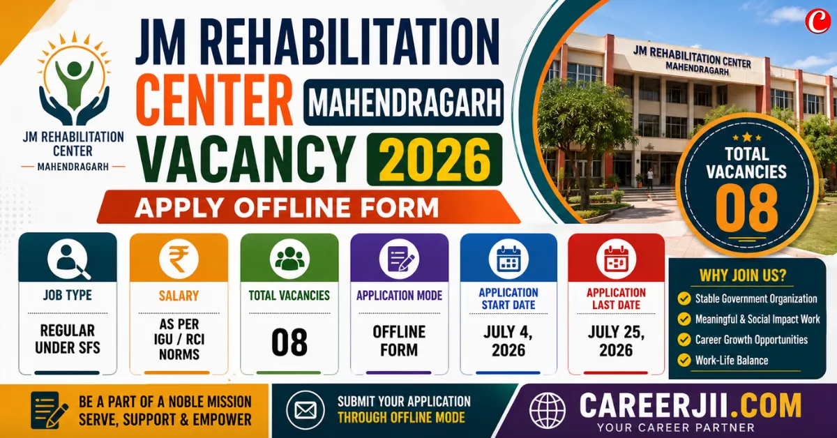 JM Rehabilitation Center Mahendragarh Recruitment 2026