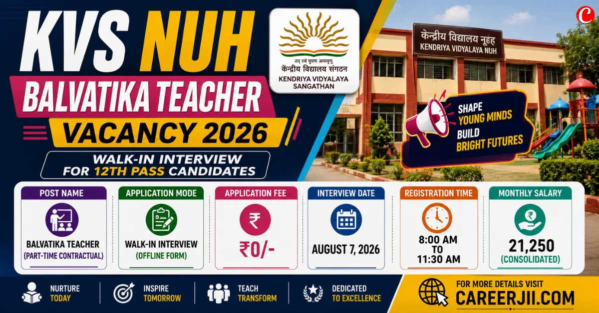 KVS Nuh Balvatika Teacher Vacancy 2026
