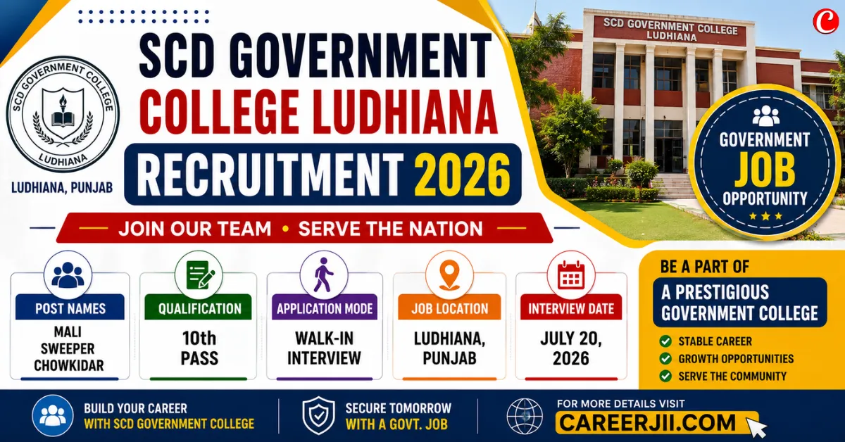 SCD Government College Ludhiana Recruitment 2026