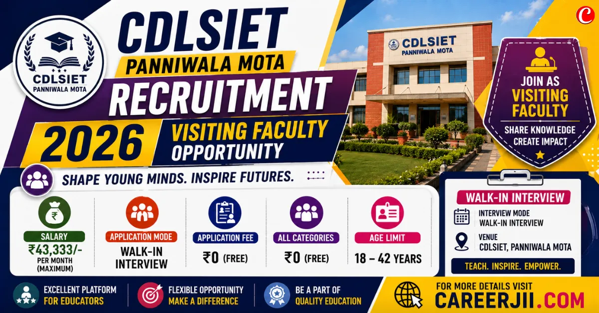 CDLSIET Panniwala Mota Recruitment 2026