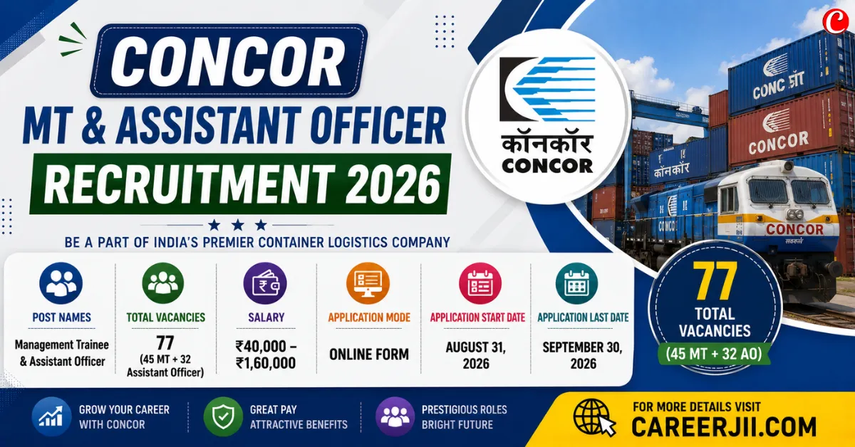 CONCOR MT, Assistant Officer Vacancy 2026