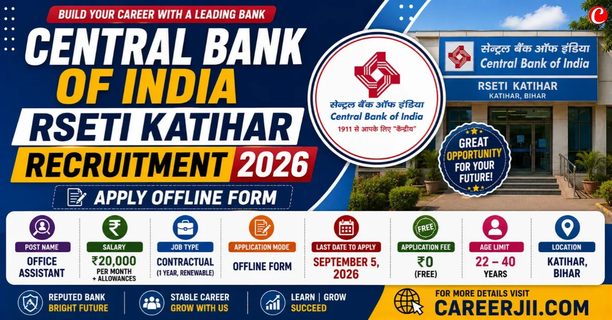 Central Bank of India RSETI Katihar Recruitment 2026