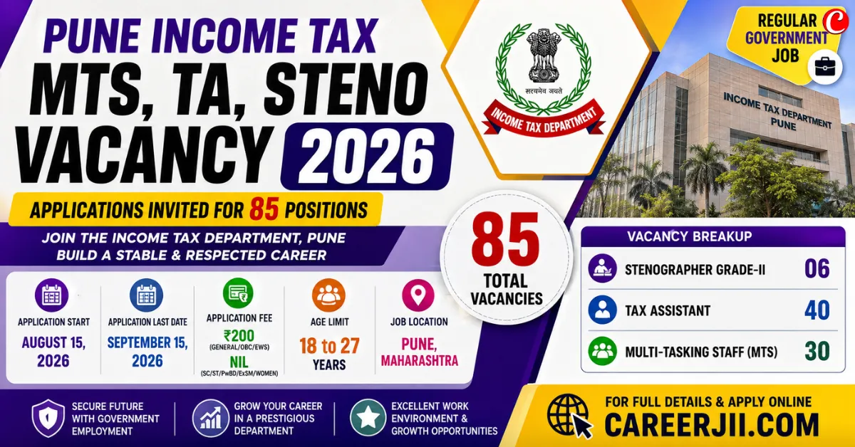 Pune Income Tax MTS, TA, Steno Vacancy 2026