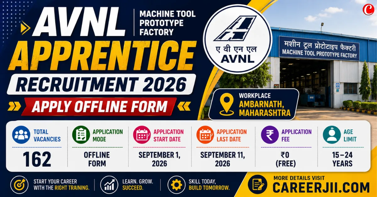 AVNL Machine Tool Prototype Factory  Apprentice Recruitment 2026